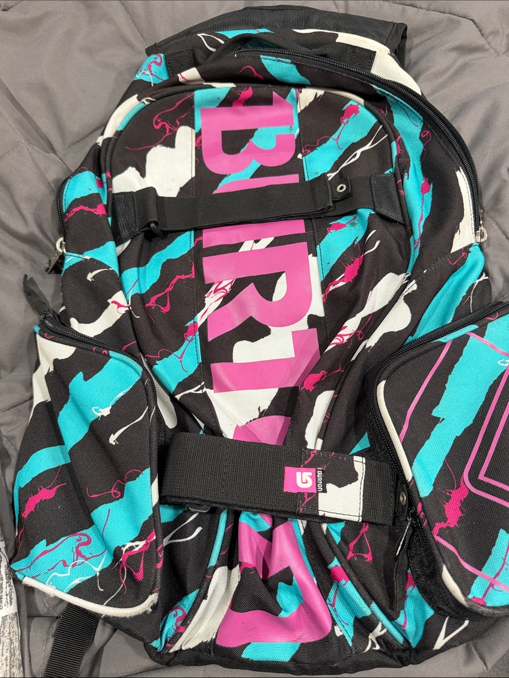 Burton Black Teal Pink Graphic Backpack